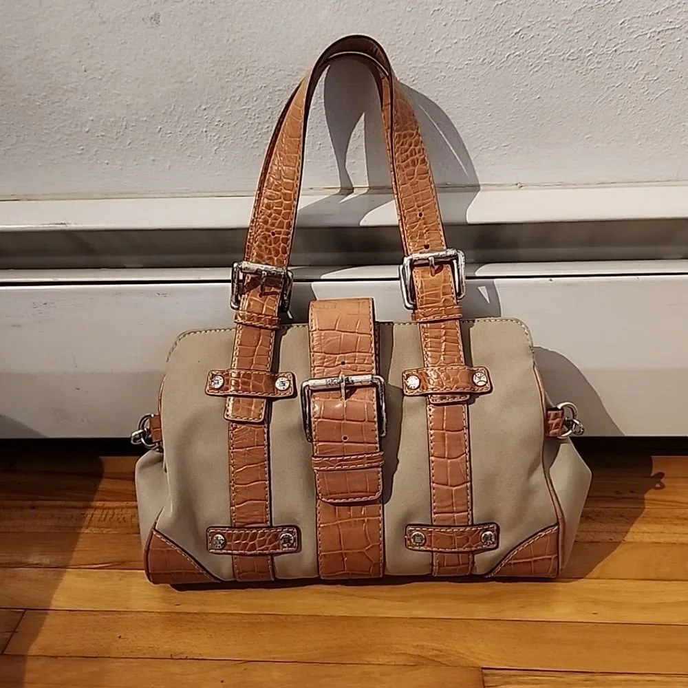 Vtg Michael Buckle Flap Hobo Shoulder Bag Purse Camel Saddle Y2k READ DAMAGE